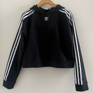 Adidas Triple Stripe Cropped Hoodie Sz XS